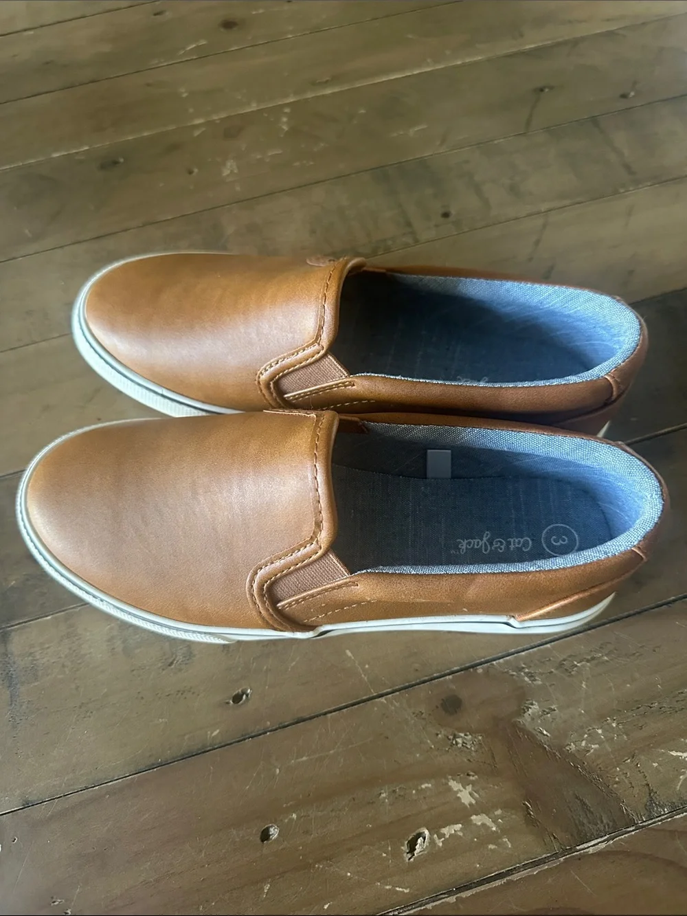 Classic Slip-On Boys Casual Shoe in Tan size 3